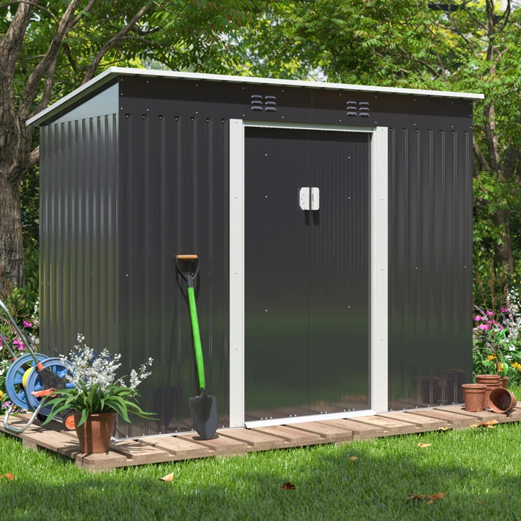 9 ft. W x 4 ft. D Metal Lean-To Storage Shed