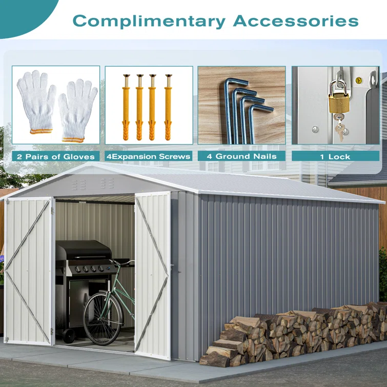 10 ft. W x 12 ft. D Outdoor Metal Storage Shed