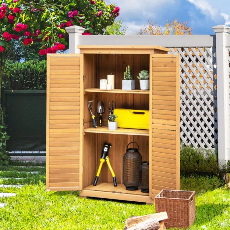 Garden 3 ft. W x 1 ft. D Solid Wood Vertical Tool Shed