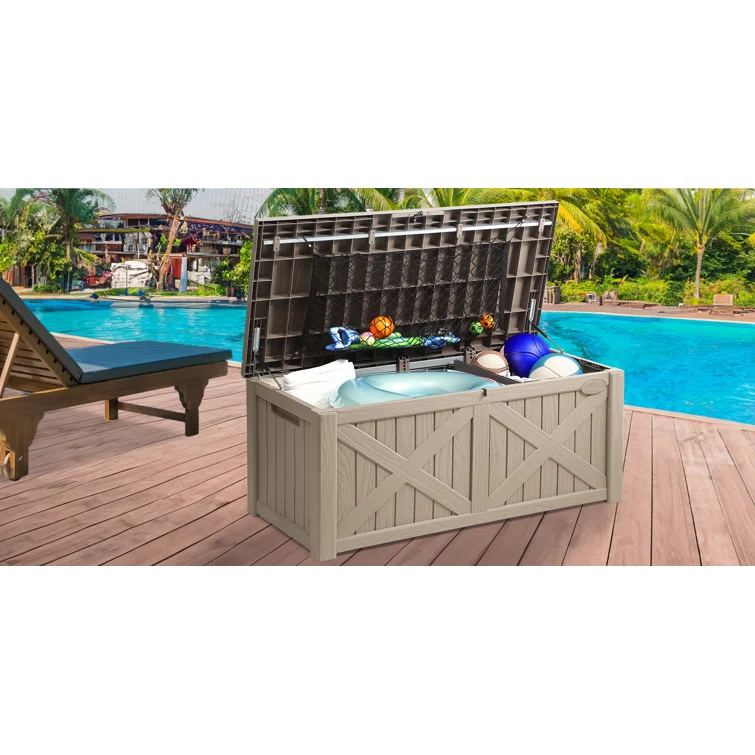 YITAHOME 56.2'' W 120 Gallons Water Resistant Resin Lockable Deck Box