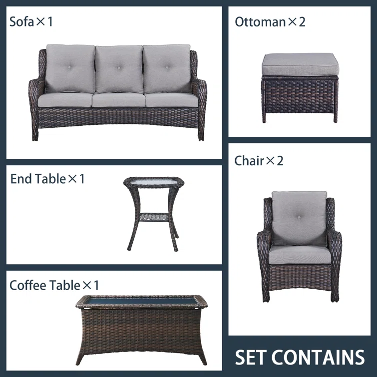 WFSBT 5 - Person Outdoor Seating Group with Cushions