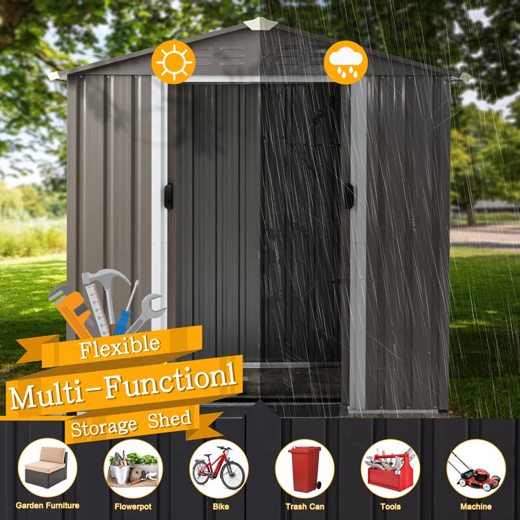 6 ft. W x 4 ft. D Metal Storage Shed