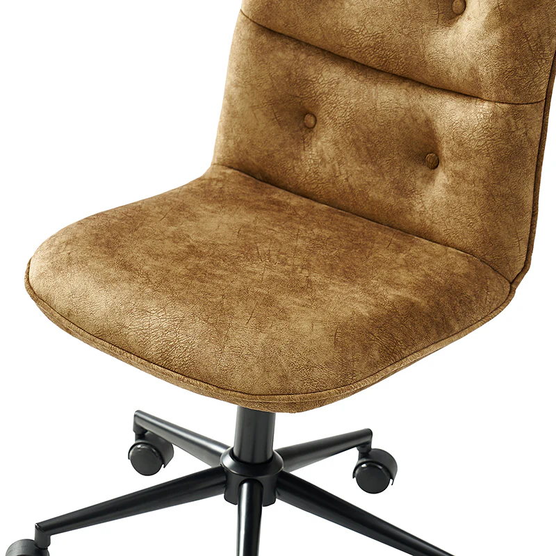 Leonhard Upholstered Swivel Task Chair: Plush Velvet Feel with Linen-Inspired Fabric, Adjustable Height, and Wheels