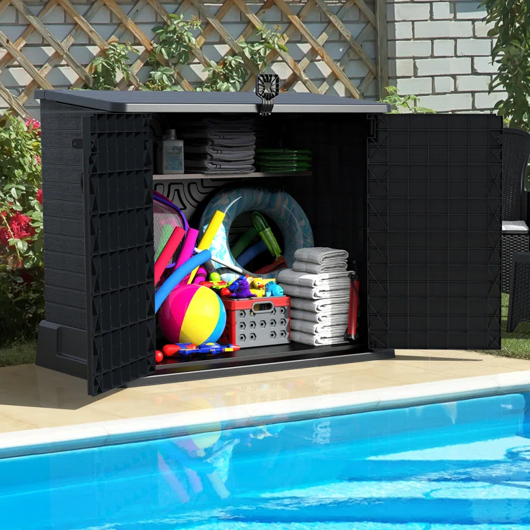 4 ft. 3 in. W x 2 ft. 5 in. D Plastic Horizontal Garbage Shed