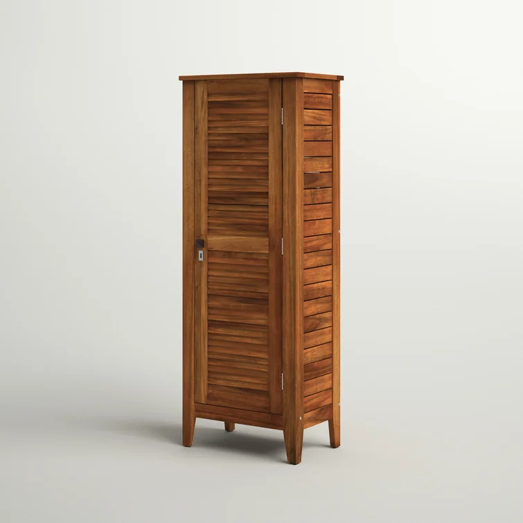 Beachcrest Home™ Anjenette 24'' W 104.73 Gallons Water Resistant Solid Wood Acacia Lockable Cabinet Deck Box
