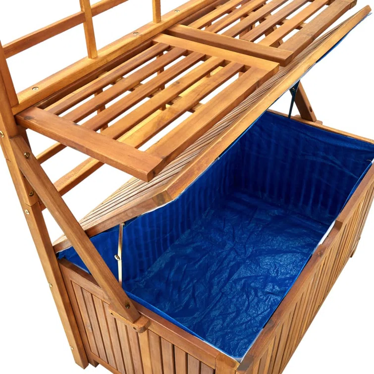VidaXL 39'' W Water Resistant Acacia Wood Acacia Deck Box in Anthracite