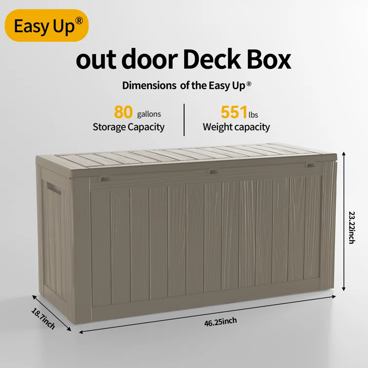 Emperic Design 46.3'' W 80 Gallons Water Resistant Resin Lockable Deck Box in Brown