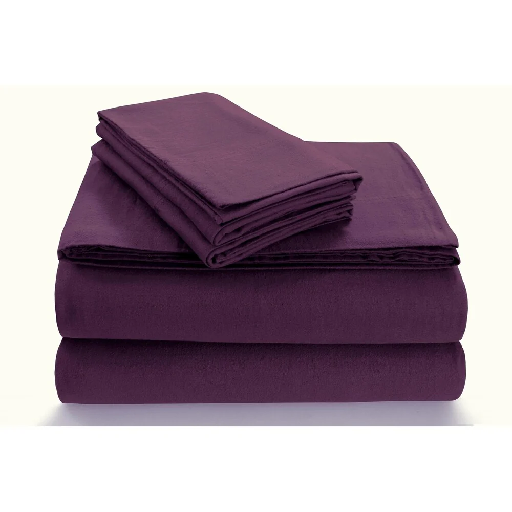 170-GSM Cozy Flannel Solid Extra Deep Pocket Bed Sheet Set