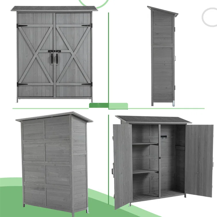Outdoor 4 ft. 5 in. W x 1 ft. 5in. D Solid Wood Lean-to Storage Shed