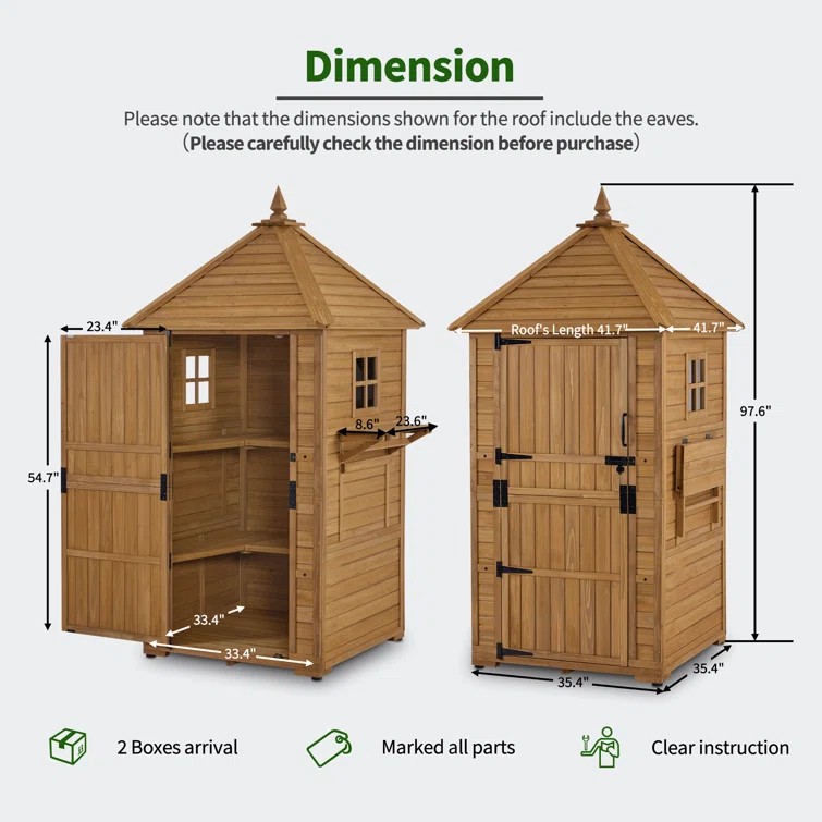 3 ft. W x 3 ft. D Large Outdoor Storage Shed with Lockable Door and Double Foldable Tables