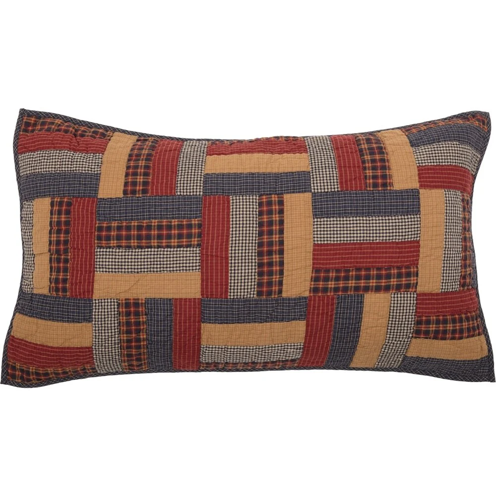 Tan Primitive Bedding VHC National Quilt Museum Kindred Stars and Bars Sham Cotton Star Patchwork