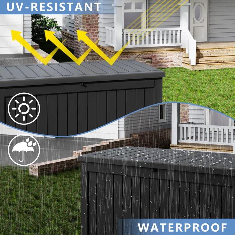 LeHom 67.7'' W 260 Gallons Water Resistant Resin Lockable Deck Box
