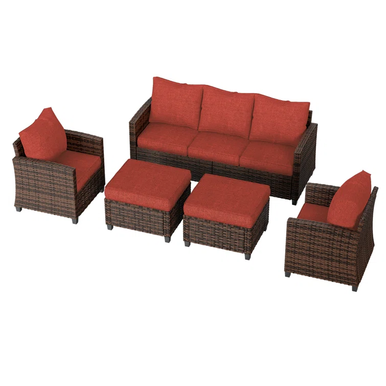 Mashawna 5 - Person Outdoor Seating Group with Cushions