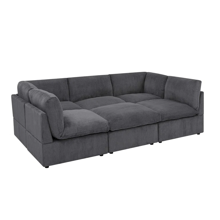 6 - Piece Corduroy Sectional