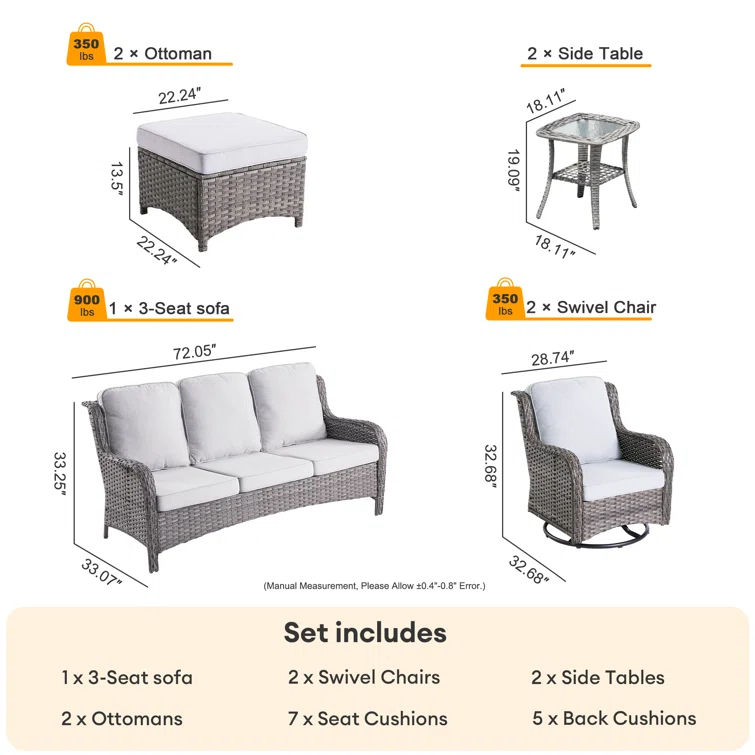 Tommy 5 -Person Outdoor Seating Group With Cushions