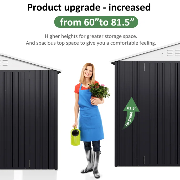 Lockable Doors 8 ft. W x 12 ft. D Metal Tool Shed