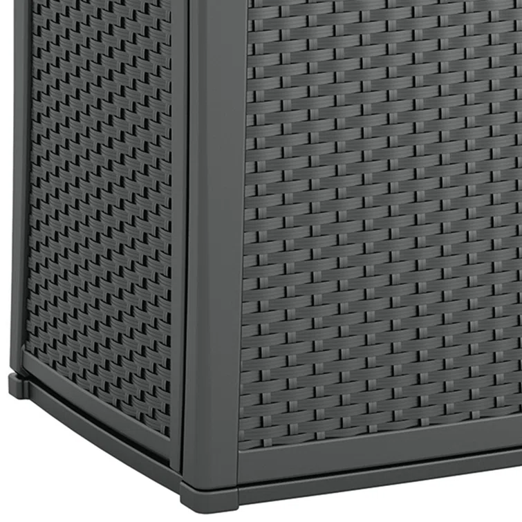 Suncast 97 Gallon Resin Lockable Cabinet Deck Box in Gray