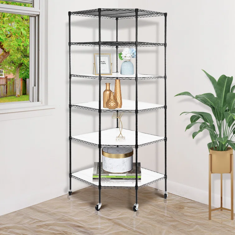 Wolfgram 27'' W Metal Height -Adjustable Shelving Unit with Wheels