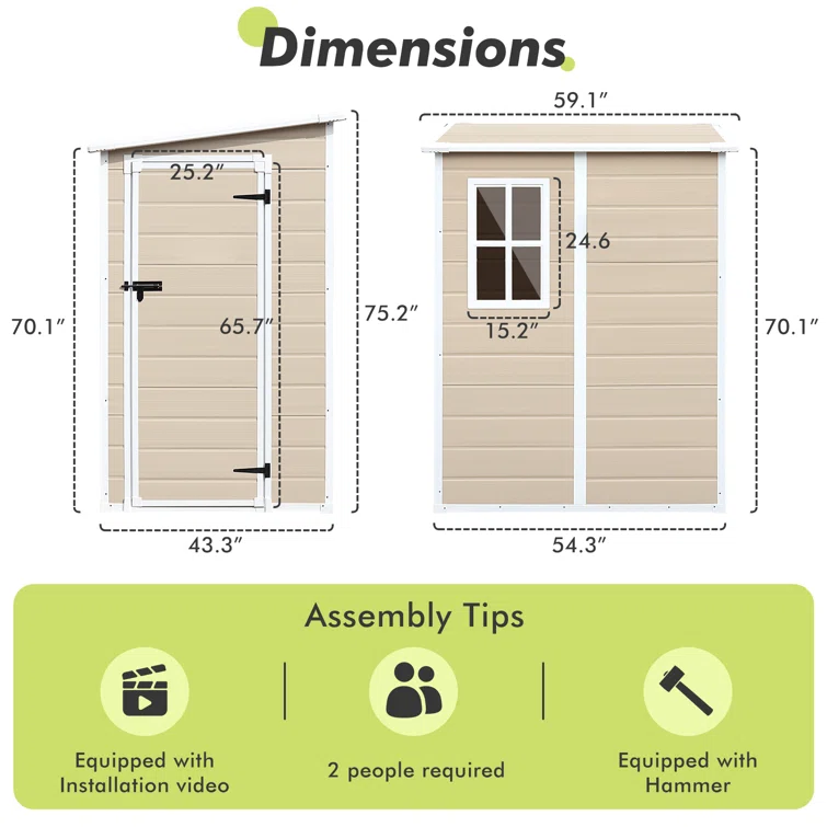 5 ft. W x 4 ft. D Resin Lean-to Storage Shed