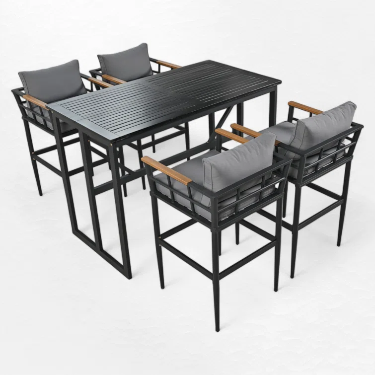 Xhavit 4 - Person Rectangular Outdoor Dining Set with Cushions