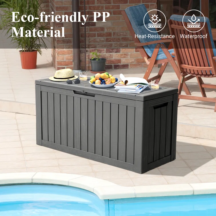PAMAPIC 46.3'' W 80 Gallons Water Resistant Polypropylene Lockable Deck Box