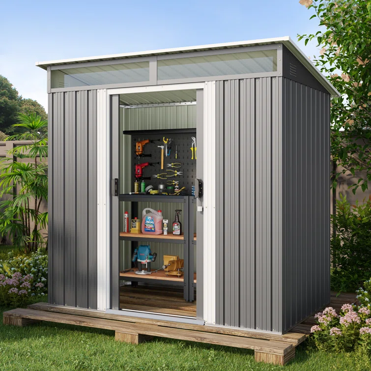 6 ft. W x 4 ft. D Metal Vertical Storage Shed
