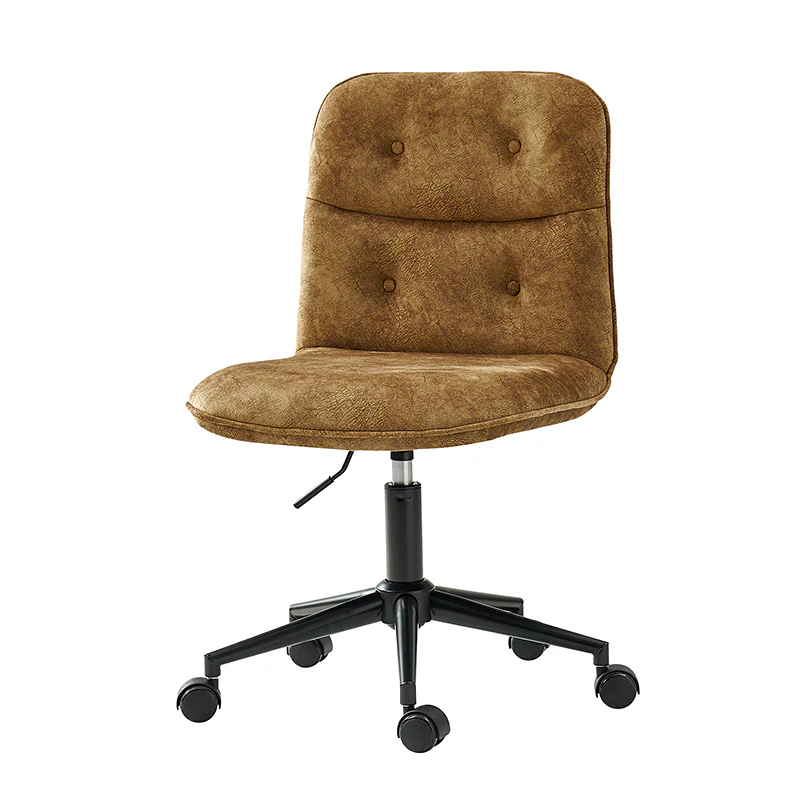 Leonhard Upholstered Swivel Task Chair: Plush Velvet Feel with Linen-Inspired Fabric, Adjustable Height, and Wheels