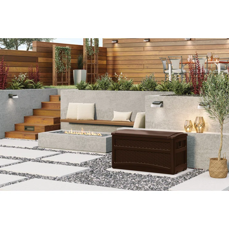 Suncast 73 Gallon Water Resistant Deck Box in Java