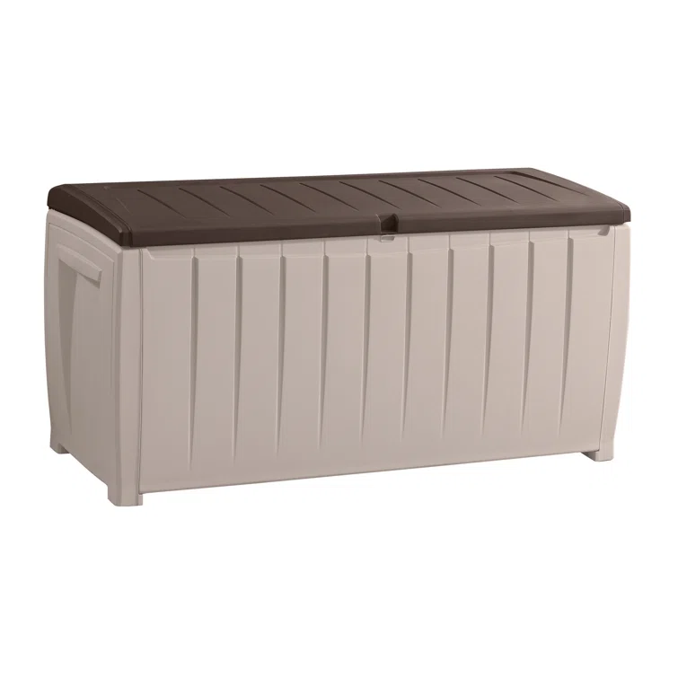 Keter Novel 90 Gallon Durable Resin Outdoor Storage and Organization Deck Box Ideal For Garden Patio Furniture and Supplies