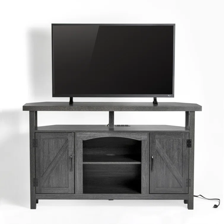 Nasho Farmhouse Corner TV Stand with USB Ports and Outlet Fit for TVs up to 60
