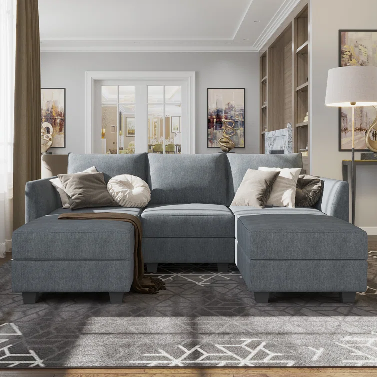 Manusite Modular Reversible Sectional Sofa Upholstered Sofa Couch with Chaise