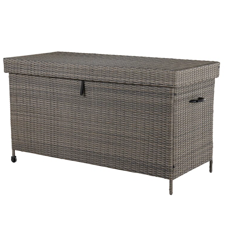 Grand Patio 170 Gallons Wicker Deck Box with Wheels