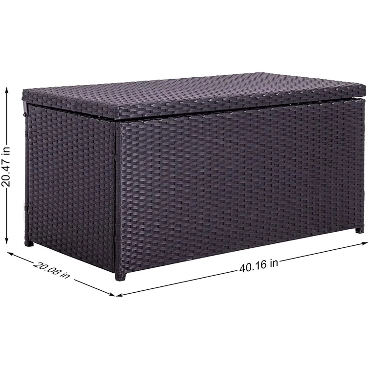 Aura Outdoor 40.16'' W 60 Gallons Wicker Deck Box in Black