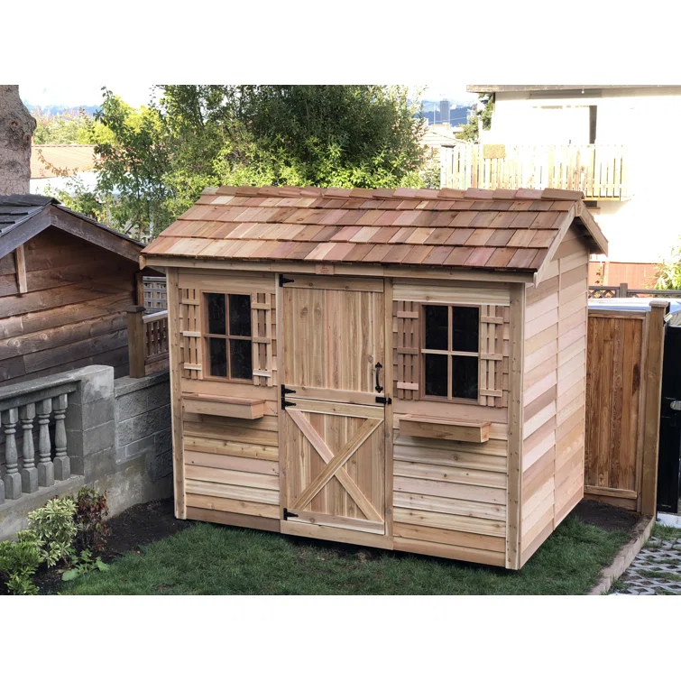 Cabana 10 ft. W x 8 ft. D Western Red Cedar Wood Traditional Storage Shed