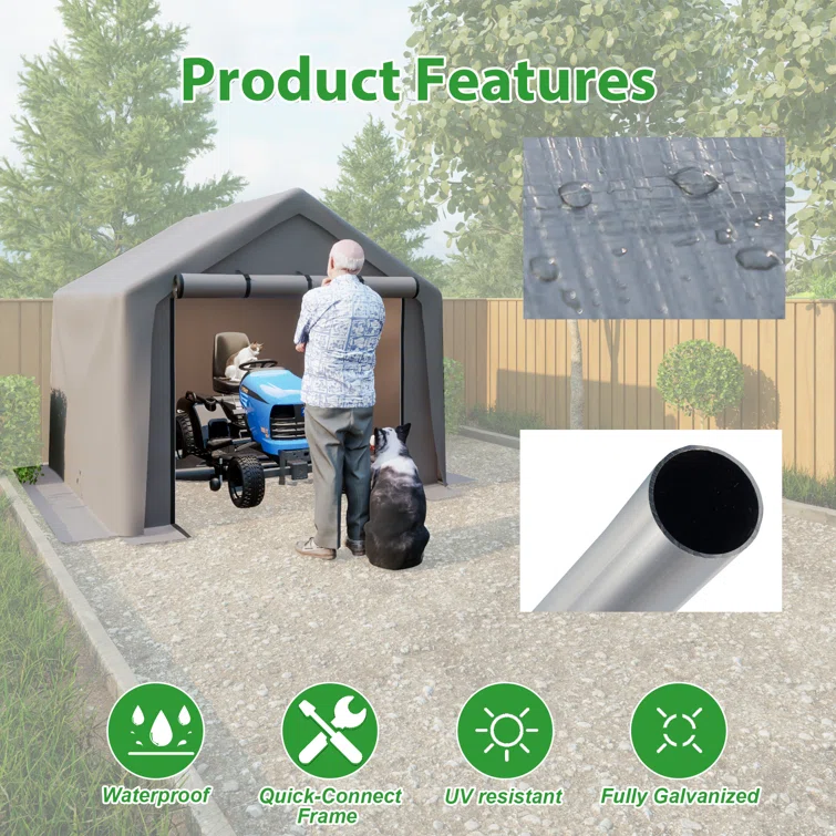 8 Ft. W x 8 Ft. D Portable Storage Shed Tool Shed