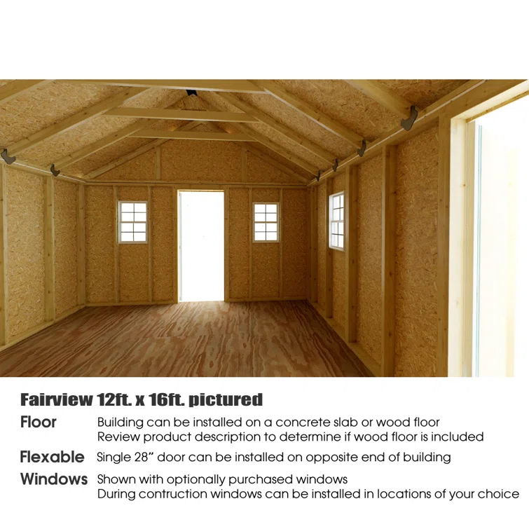 Fairview 12 ft. W x 12 ft. D Solid Wood Storage Shed
