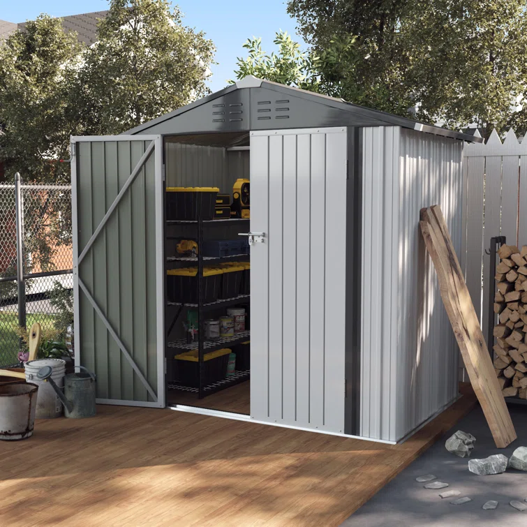 Outdoor Garden 6 ft. W X 4 ft. D Metal Storage Shed