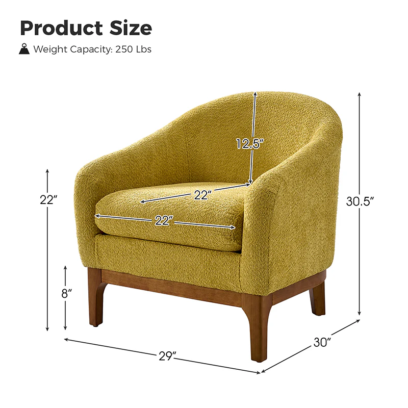 August Boucle Armchair Chair with Soft, Fuzzy Texture