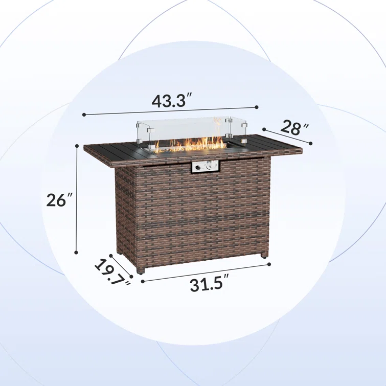 Mecayla 8 Piece Fire Pit & Rattan Sectional Seating Group with Cushions