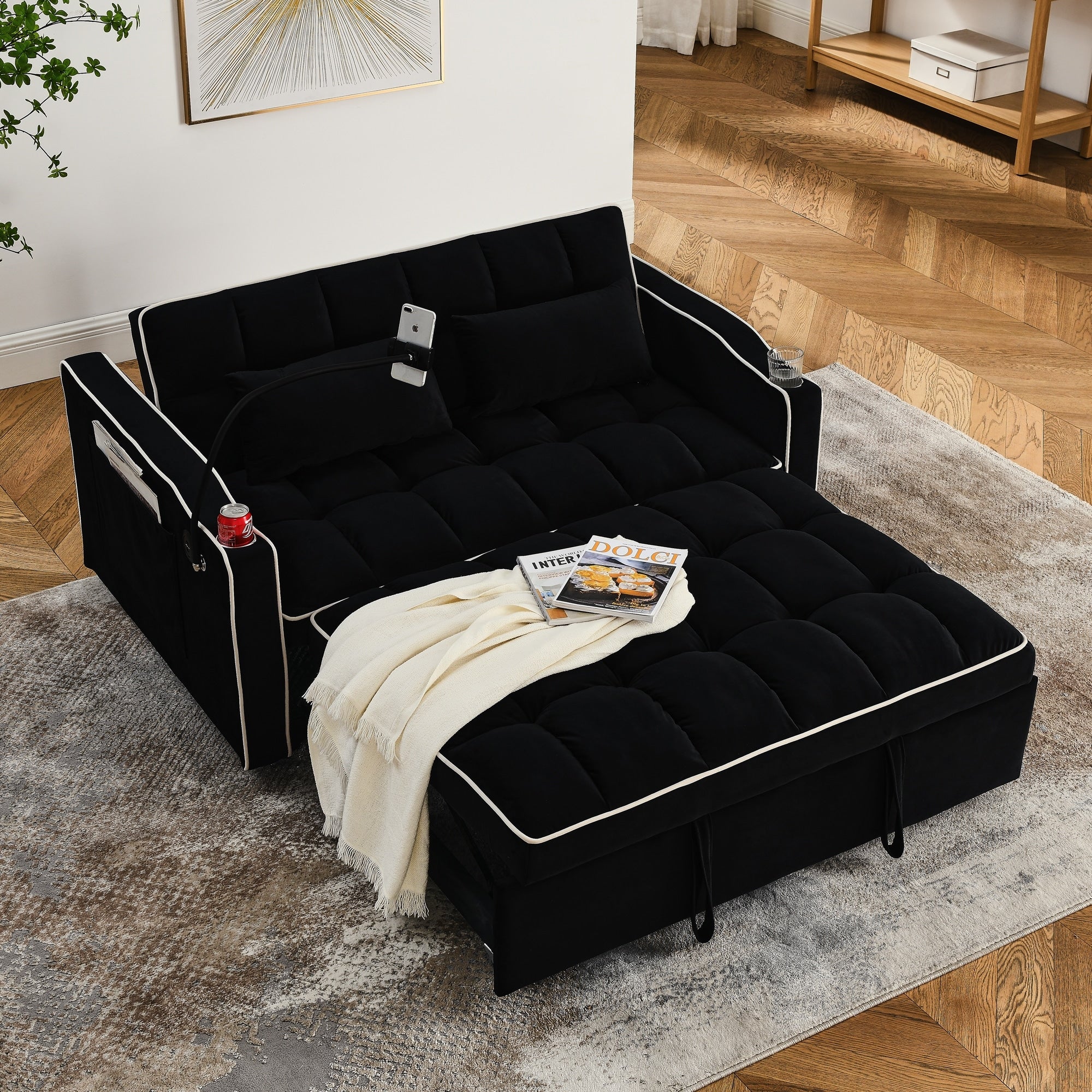 55.51 inch versatile foldable sofa bed in 3 lengths