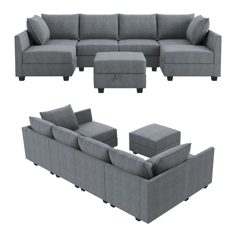 Nikitas U shaped Modular Sectional Sofa with Reversible Chaise