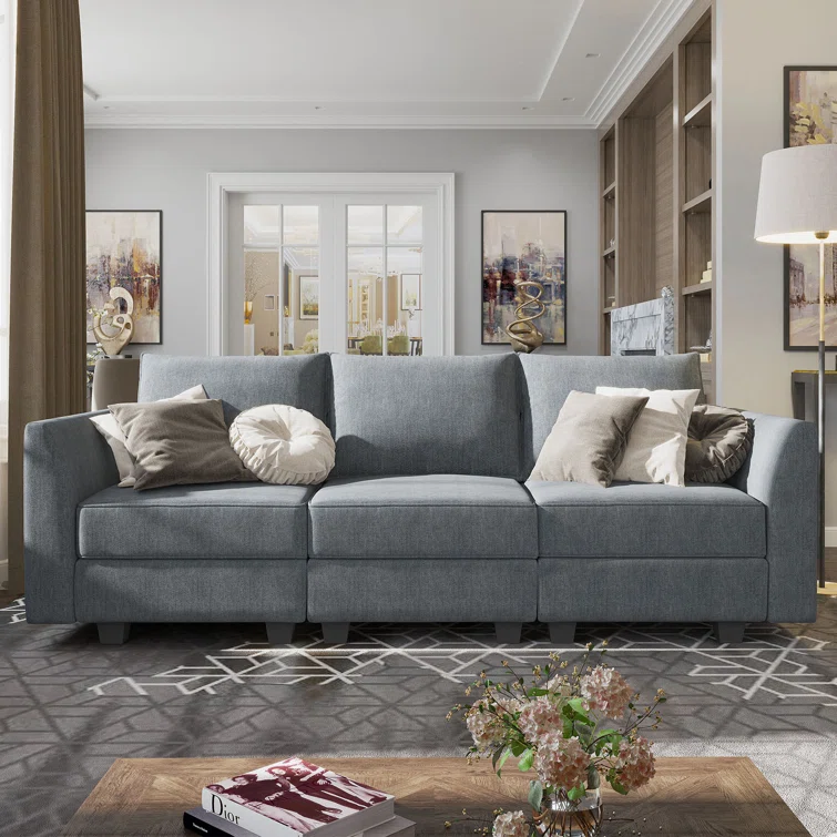 3-Seater Modular Sectional Sofa Couch With Storage Seats