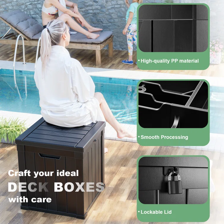 LeHom 22.1'' W 50 Gallons Water Resistant Resin Lockable Deck Box