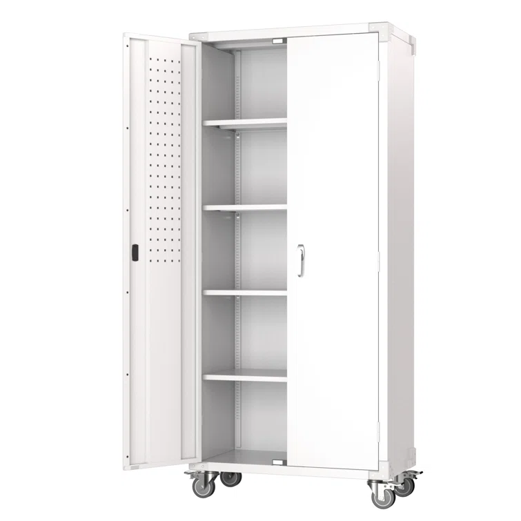 72" H x 31.5" W x 16.5" D Metal Storage Cabinet with Lockable Doors and Shelves