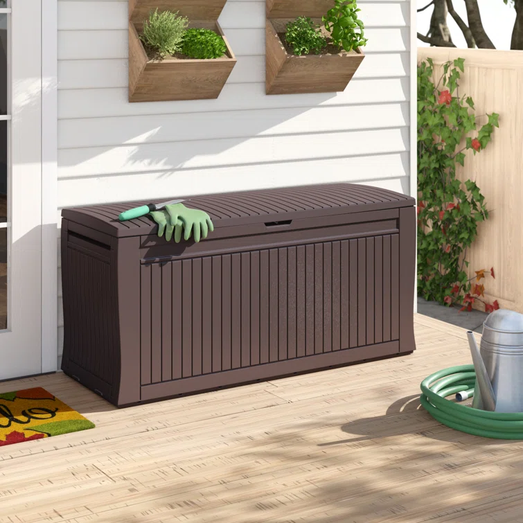 Keter Comfy 71 Gallon Durable Resin Outdoor Storage and Organization Deck Box Ideal For Garden Patio Furniture and Supplies