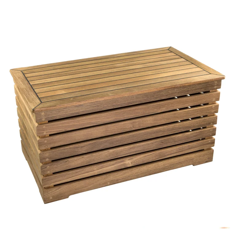 Madison Bay Trading Company Andros 33.5'' W 24 Gallons Solid Wood Teak Deck Box in Brown