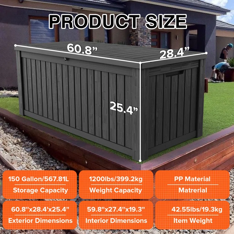Emperic Design 60.8'' W 150 Gallons Water Resistant Resin Lockable Deck Box