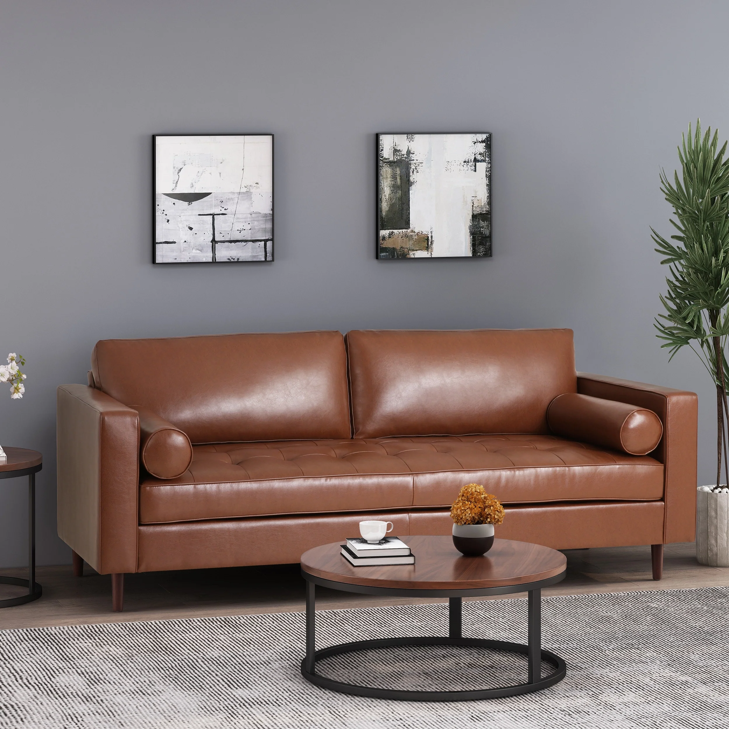 Malinta Contemporary Tufted 3 Seater Sofa by Christopher Knight Home - 82.25
