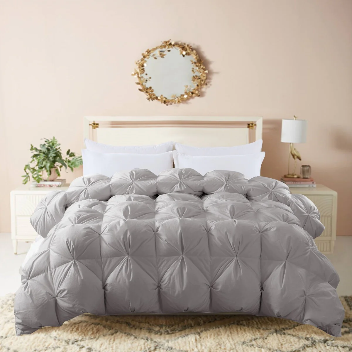 Luxury Pintuck Stitch White Duck Down Comforter