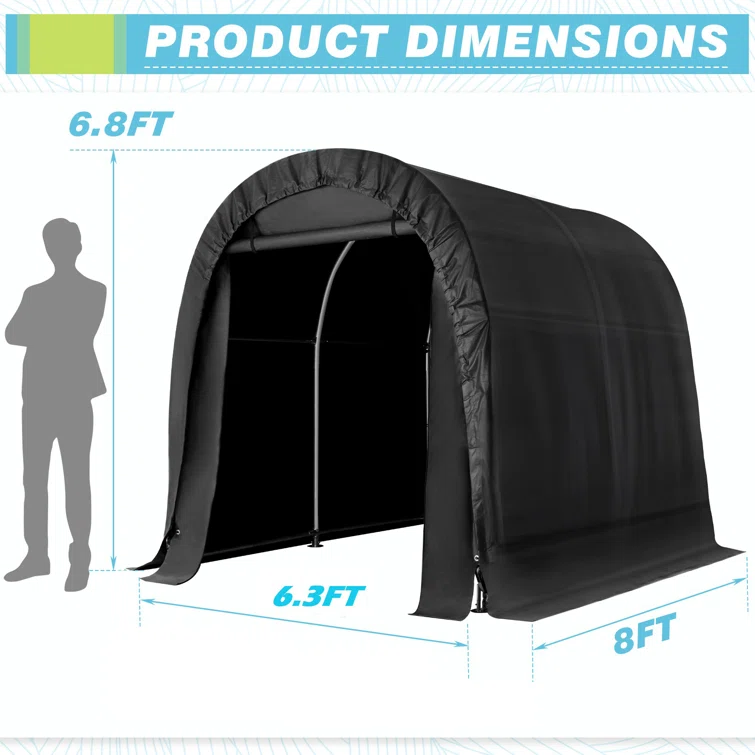 6.3 ft. W x 8 ft. D Portable Tool Shed , Storage Tent